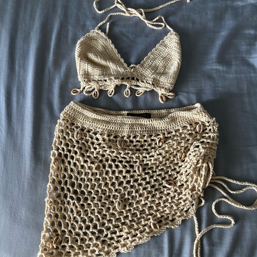 Crochet Bikini Top and Skirt Set